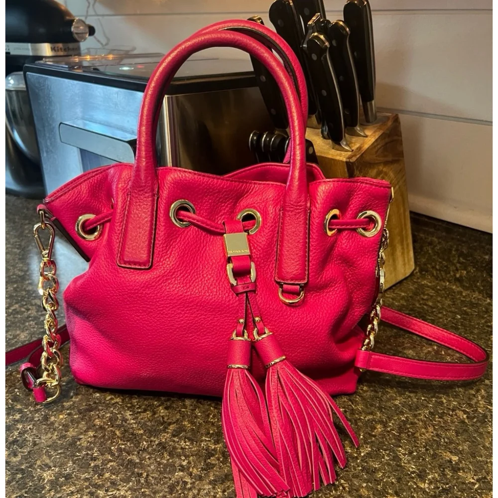 Michael Kors Camden Medium Leather Drawstring Satchel Bag - Picture 2 of 13